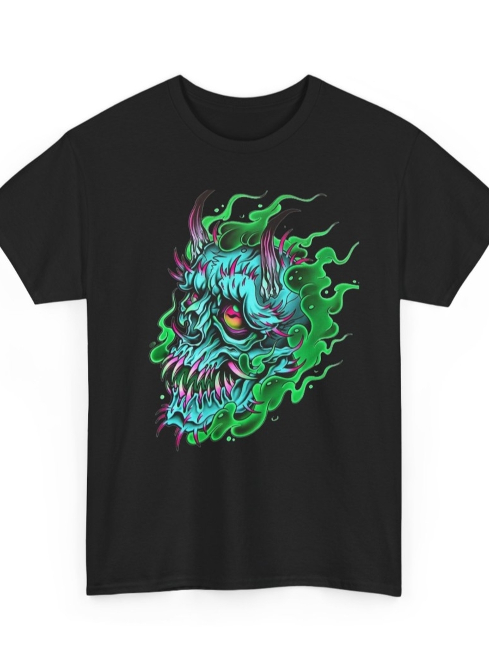 Neon Demon Skull Graphic Tee - Black